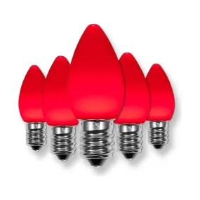 C7 Red LED Christmas Light Bulbs, Opaque, Pack of 25