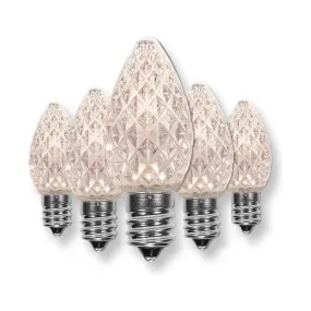 C7 Warm White  LED Christmas Light Bulbs, Faceted, Pack of 25