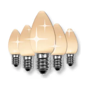 C7 Warm White  LED Christmas Light Bulbs, Opaque, Pack of 25, TWINKLE