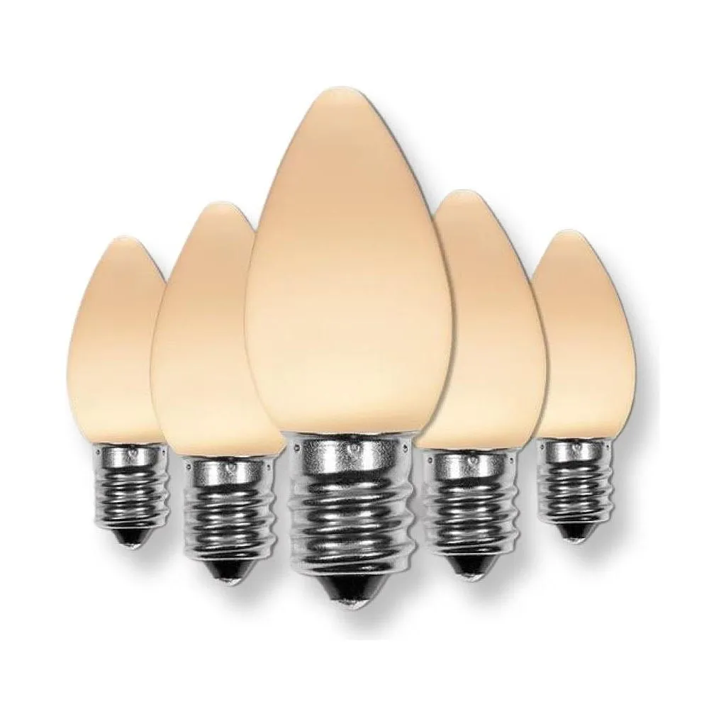 C7 Warm White  LED Christmas Light Bulbs, Opaque, Pack of 25