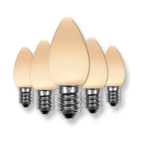 C7 Warm White  LED Christmas Light Bulbs, Opaque, Pack of 25