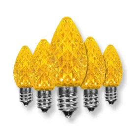 C7 Yellow / Gold LED Christmas Light Bulbs, Faceted, Pack of 25