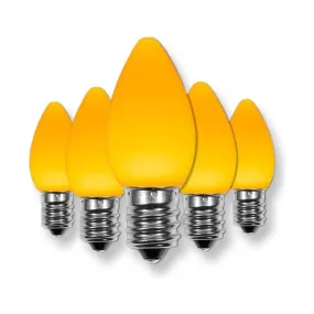C7 Yellow / Gold LED Christmas Light Bulbs, Opaque, Pack of 25
