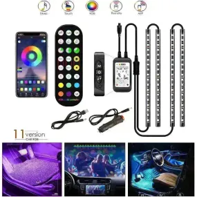 Car RGB Strip Lights: Wireless Music Control, Waterproof LED, Remote.