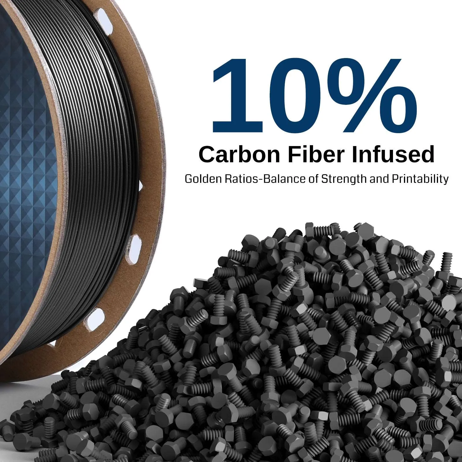 Carbon Fiber ASA Filament, 1.75mm Black, UV & Weather Resistant, Fit for Outdoor Functional Parts, 1kg, Accuracy  /- 0.04 mm