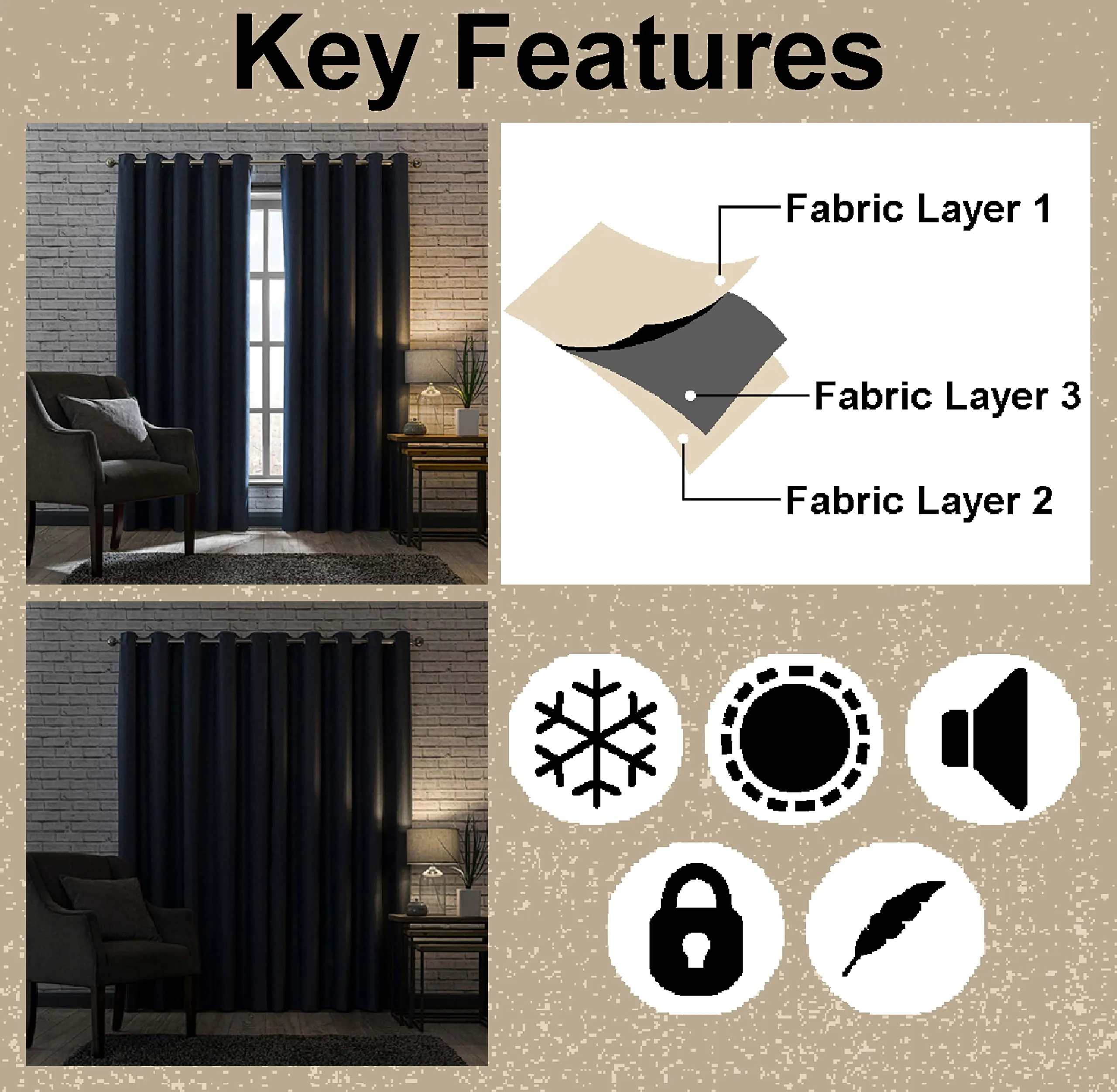 Casableu Coco 2 Piece Polyester Eyelets (Steel) Blackout Curtains with Tie Back, Bedroom Living Room (Lime, 7 Ft x 4.2 Ft)