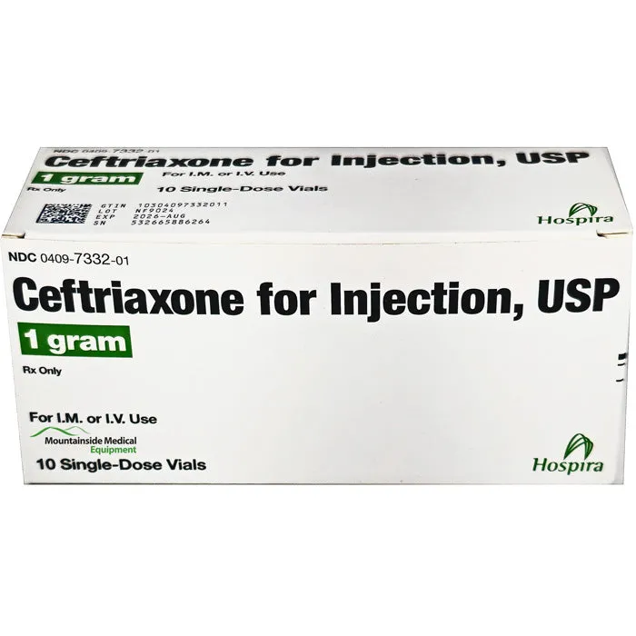 Ceftriaxone Sodium Injection 1 Gram Single-Dose Vial 15 mL by Pfizer (10-Pack) (RX)