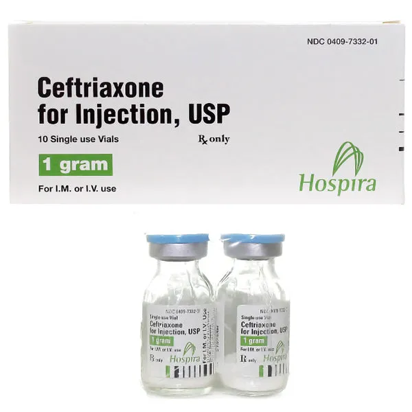 Ceftriaxone Sodium Injection 1 Gram Single-Dose Vial 15 mL by Pfizer (10-Pack) (RX)