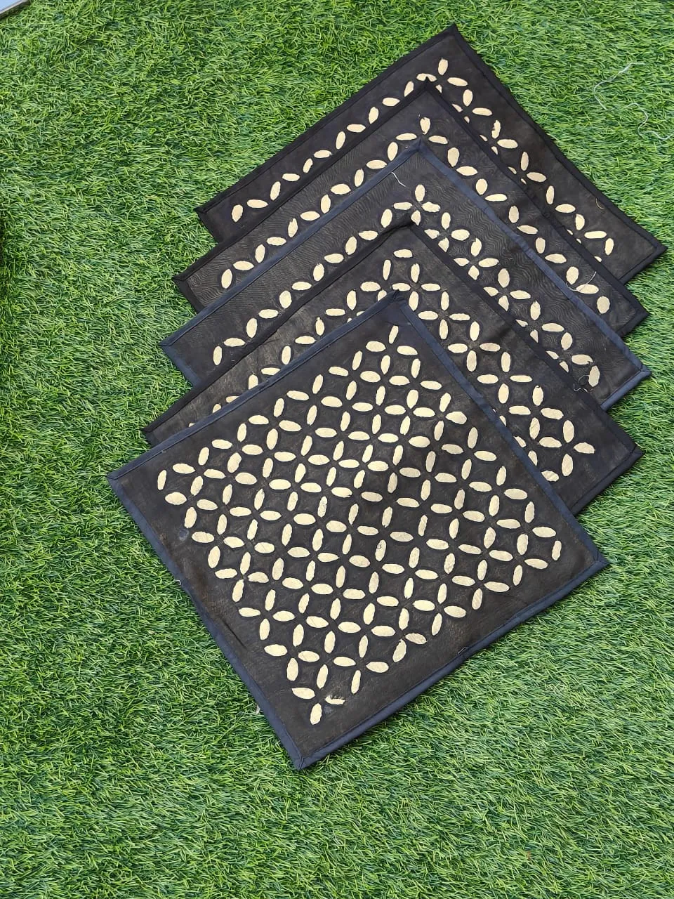 Chanderi and tissue Cushion Covers (Set of 5)-Black
