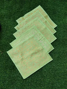 Chanderi and tissue Cushion Covers (Set of 5)-Green