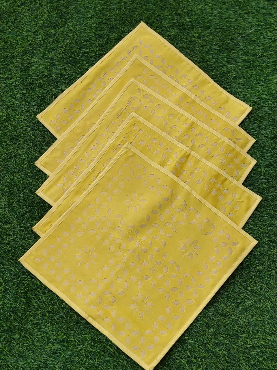 Chanderi and tissue Cushion Covers (Set of 5)-Yellow