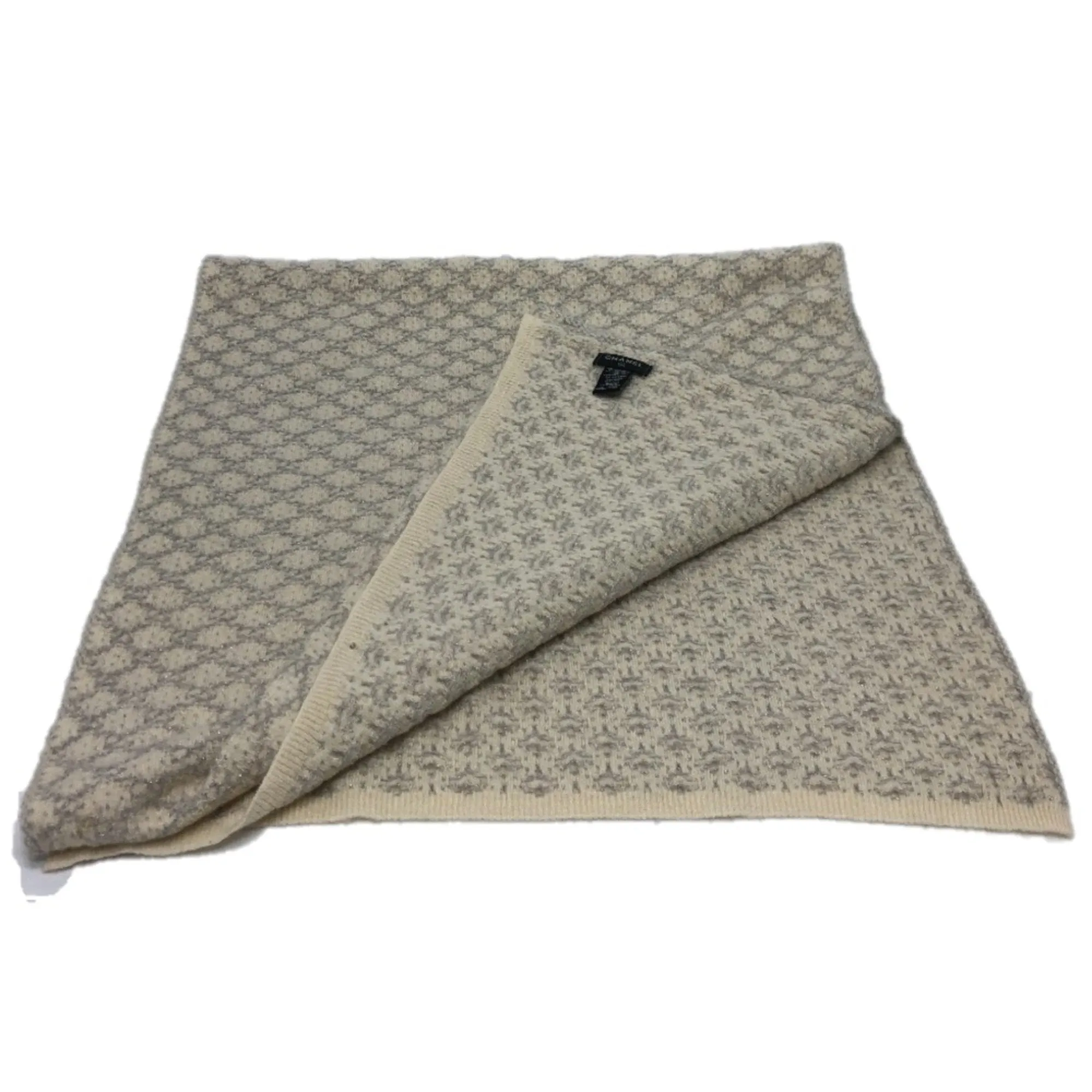 Chanel 18A Glitter large format Scarf IvoryBased