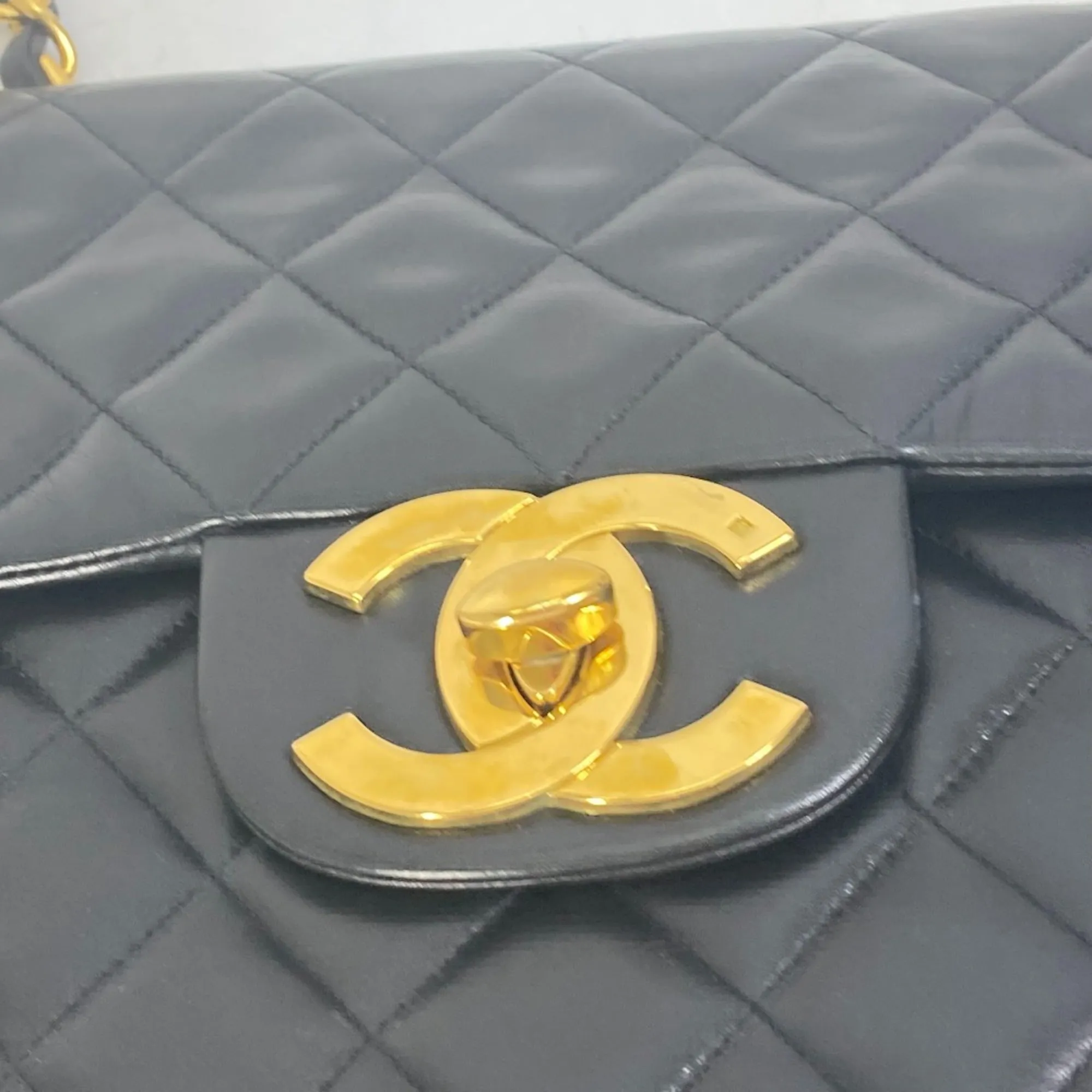 Chanel A01094 CC Mark vintage shawl double chain bag Shoulder Bag Black Gold