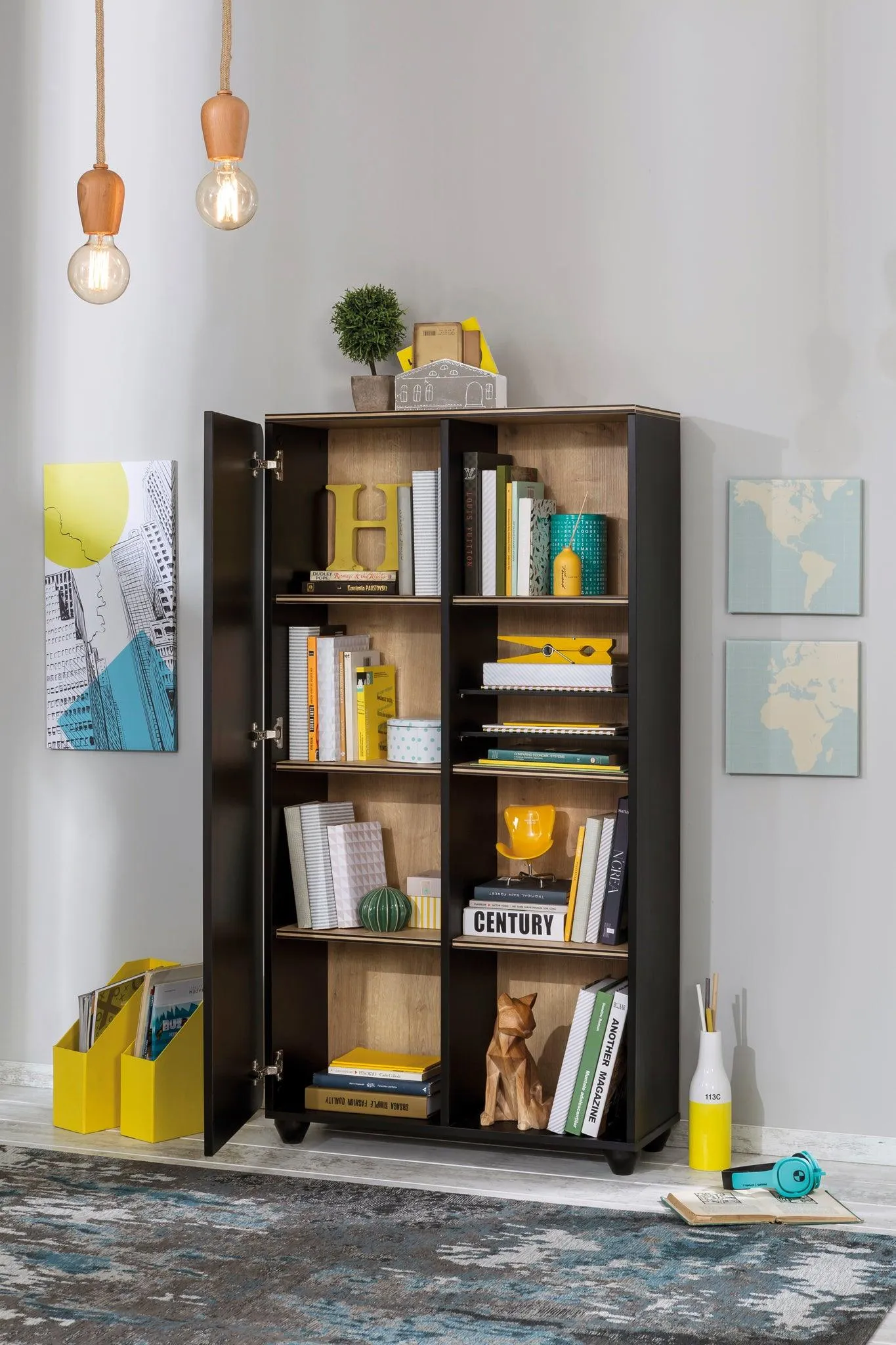 Cilek Black Bookcase with Storage