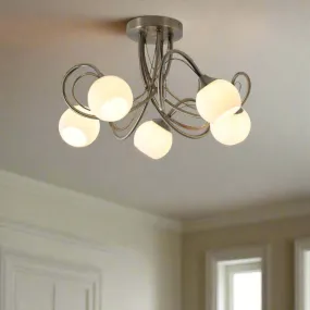 Claire Artistic LED Metal Ceiling Light - Antique Brass, 5 Lights, Dimmable, 310 Lumens PL0115