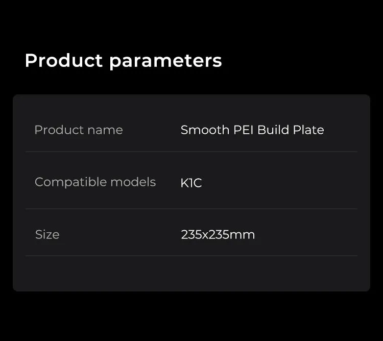 Creality K1C Build Plate 235x235mm Original Smooth PEI Sheet with Nozzle Cleaner Flexible Spring Steel Magnetic Platform Plate for K1/K1C/Ender 3/3 V2/3 V3/3 V3 KE/3 V3 SE/3 Neo/3 V2 Neo