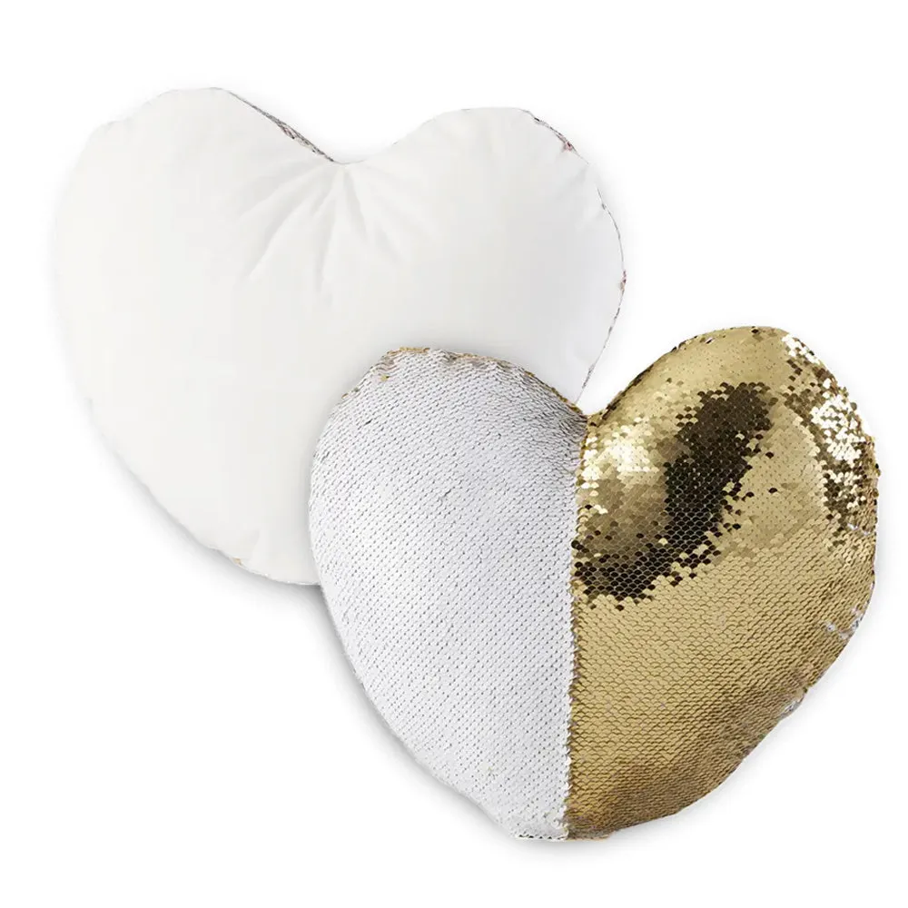 Custom Heart Shaped Sequin Pillow for Sublimation