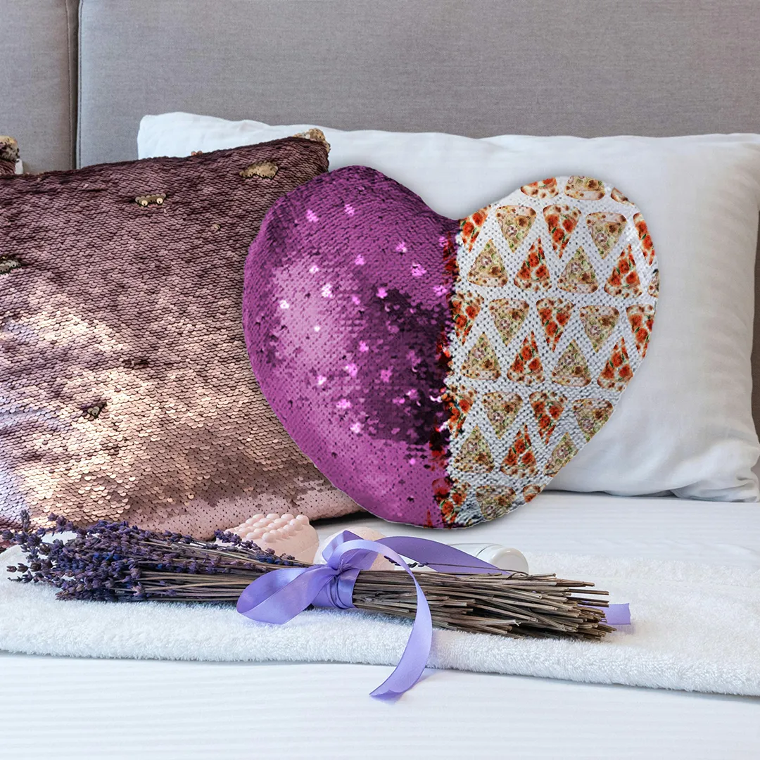 Custom Heart Shaped Sequin Pillow for Sublimation