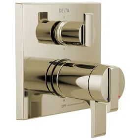 Delta Ara Polished Nickel Finish Modern Thermostatic Shower System Control with 6-Setting Integrated Diverter Includes Rough Valve and Handles D3670V Delta Ara Polished Nickel Finish Modern Thermostatic Shower System Control with 6-Setting Integrated Diverter Includes Rough Valve and Handles D3670V