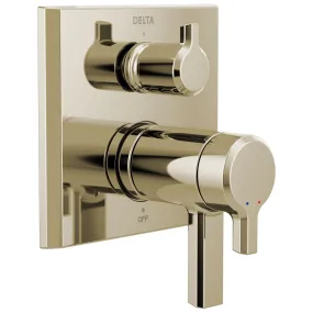 Delta Pivotal Modern Polished Nickel Finish Thermostatic Shower System Control with 3-Setting Integrated Diverter Includes Valve and Handles D3089V