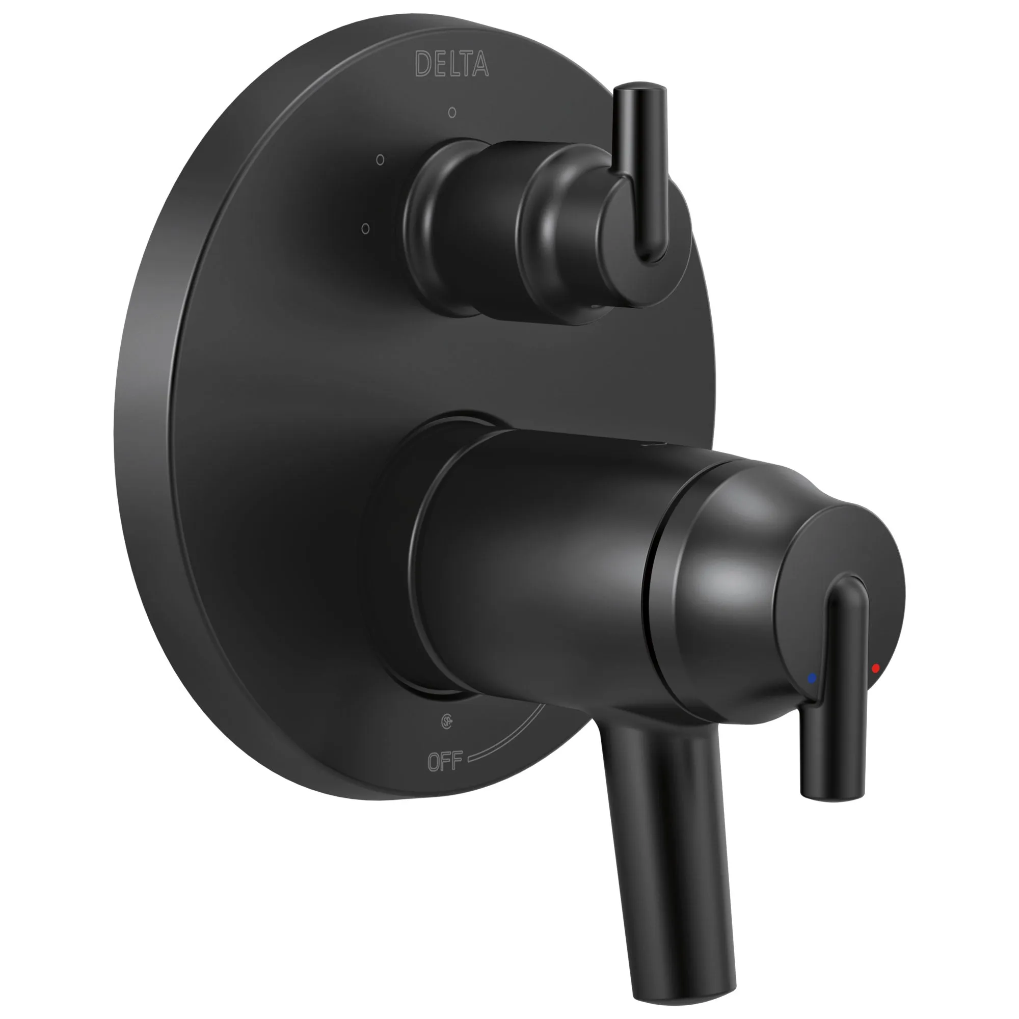 Delta Trinsic Matte Black Finish Modern Thermostatic Shower Faucet Control with 3-Setting Integrated Diverter Includes Valve and Handles D3108V