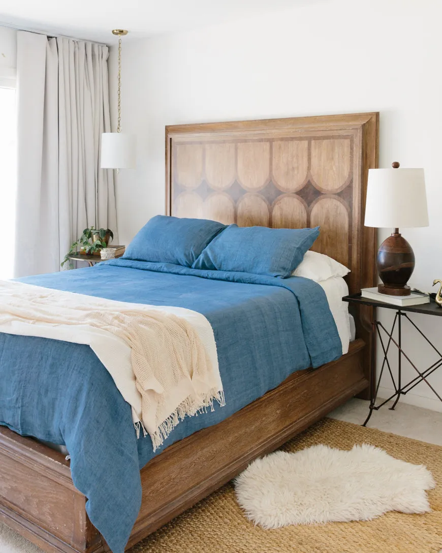 Denim Chambray Fair Trade Linen Duvet Cover Set (Queen), Handwoven Textiles by Creative Women