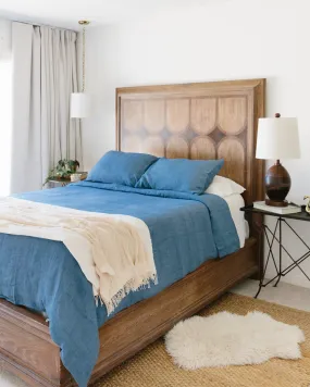 Denim Chambray Fair Trade Linen Duvet Cover Set (Queen), Handwoven Textiles by Creative Women