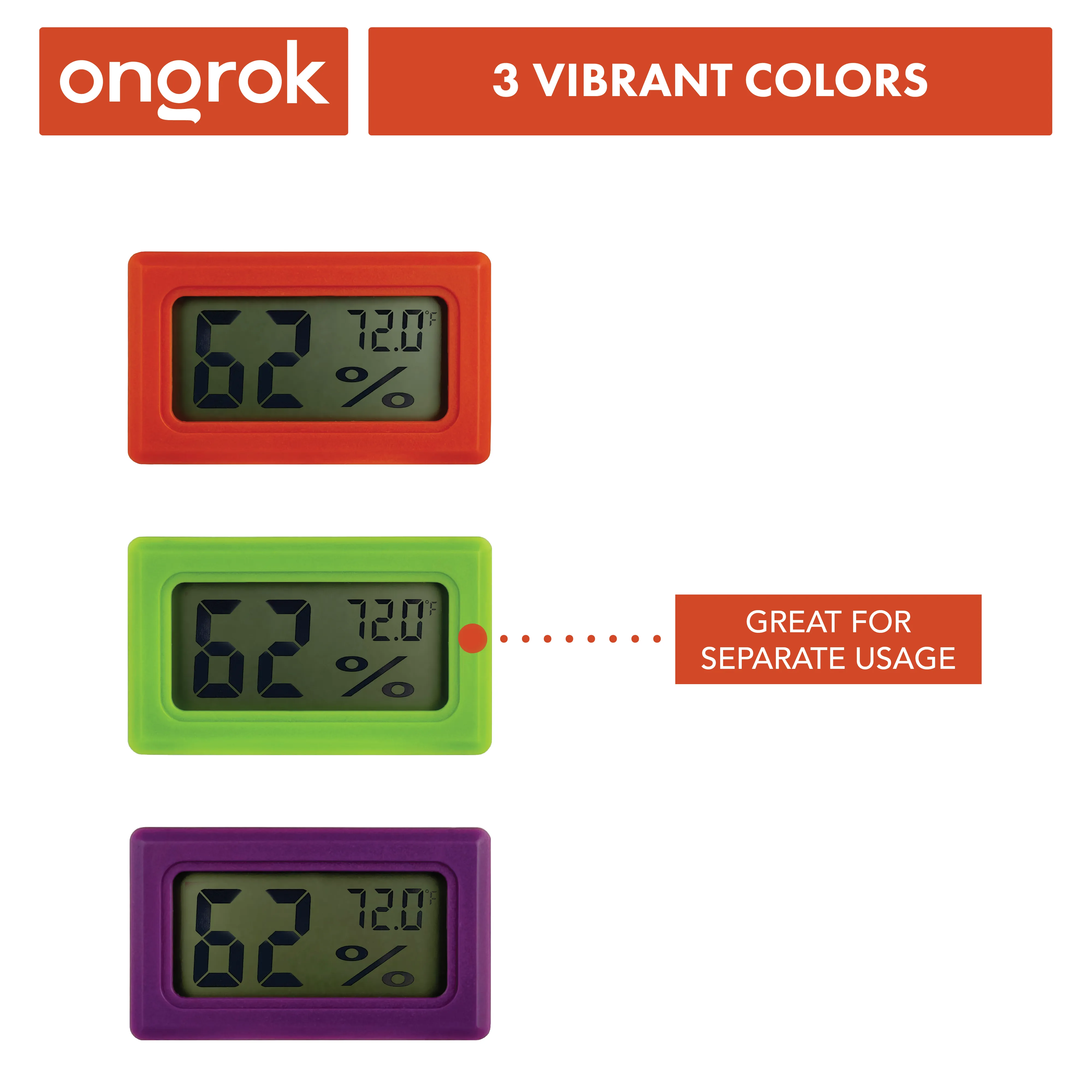 Digital Hygrometers | Color-coded 6-Pack Digital Hygrometers