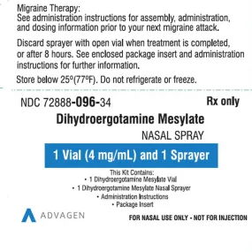 Dihydroergotamine Mesylate Nasal Spray 4 mg by Advagen Pharma (RX)