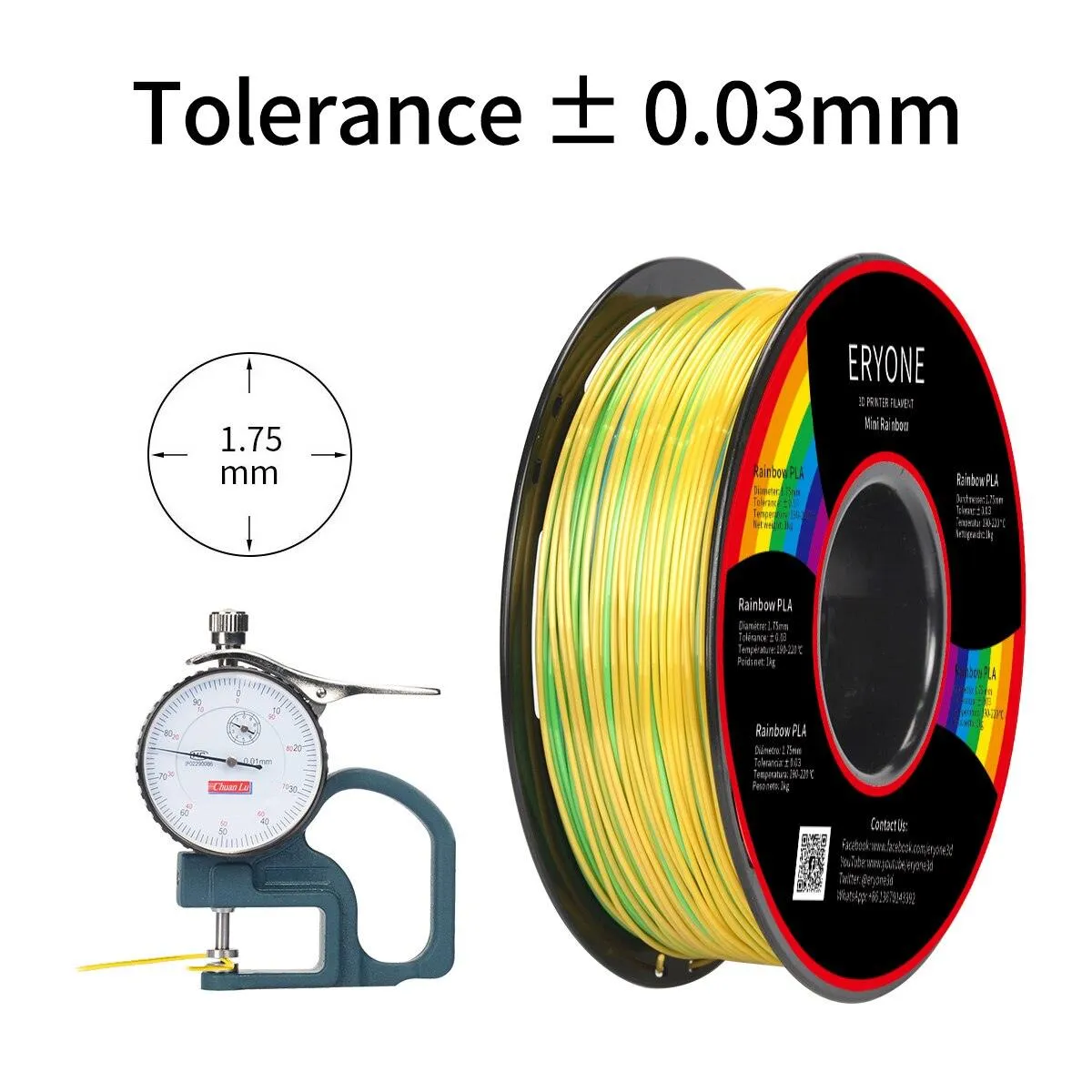 ERYONE Mini Rainbow PLA 3D Printer Filament: More Frequent Changes Than Regular Rainbow Filaments