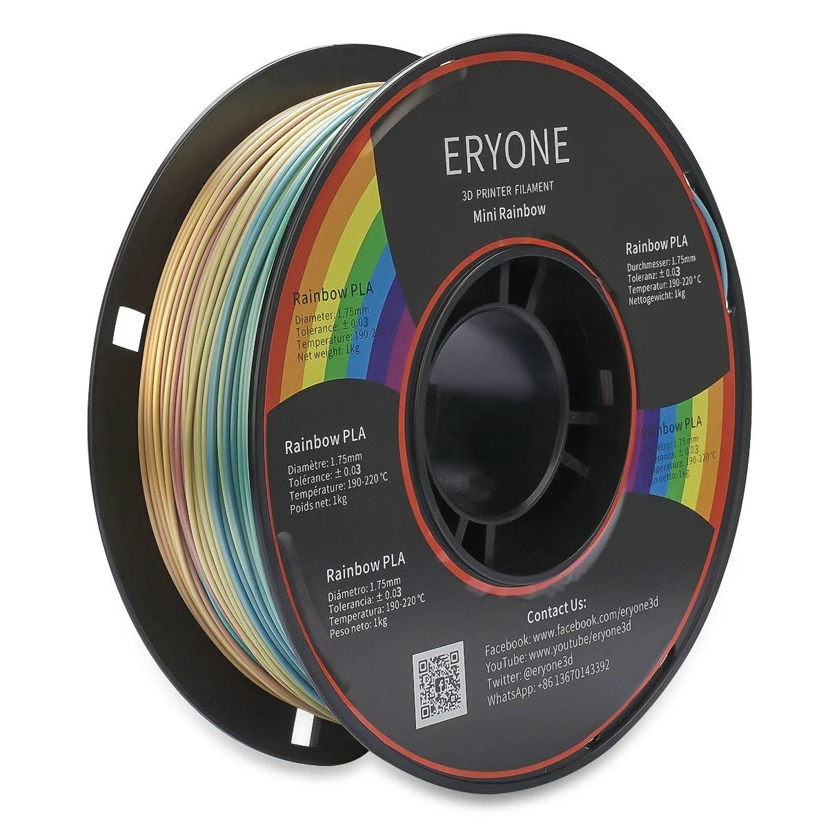 ERYONE Mini Rainbow PLA 3D Printer Filament: More Frequent Changes Than Regular Rainbow Filaments