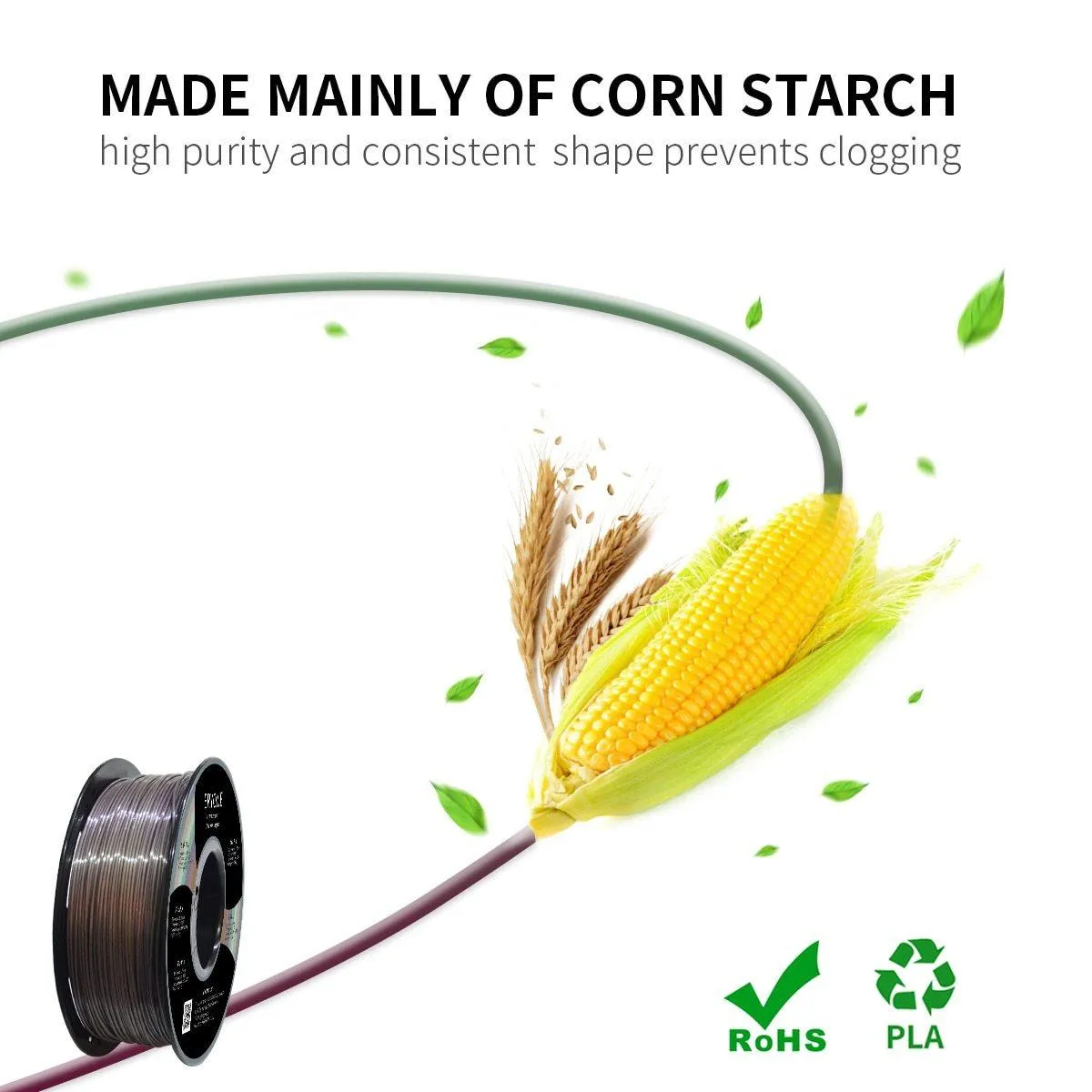 ERYONE Rainbow PLA Filament Multicolor Perfect Spooled 1.75mm 1Kg Classic Rainbow Steampunk Rainbow Metal Silk