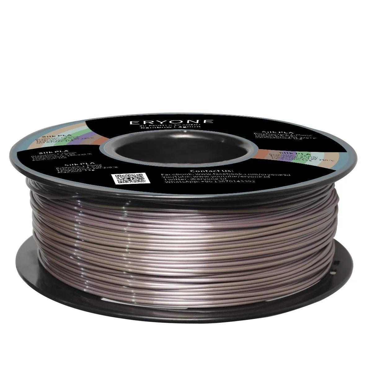 ERYONE Rainbow PLA Filament Multicolor Perfect Spooled 1.75mm 1Kg Classic Rainbow Steampunk Rainbow Metal Silk