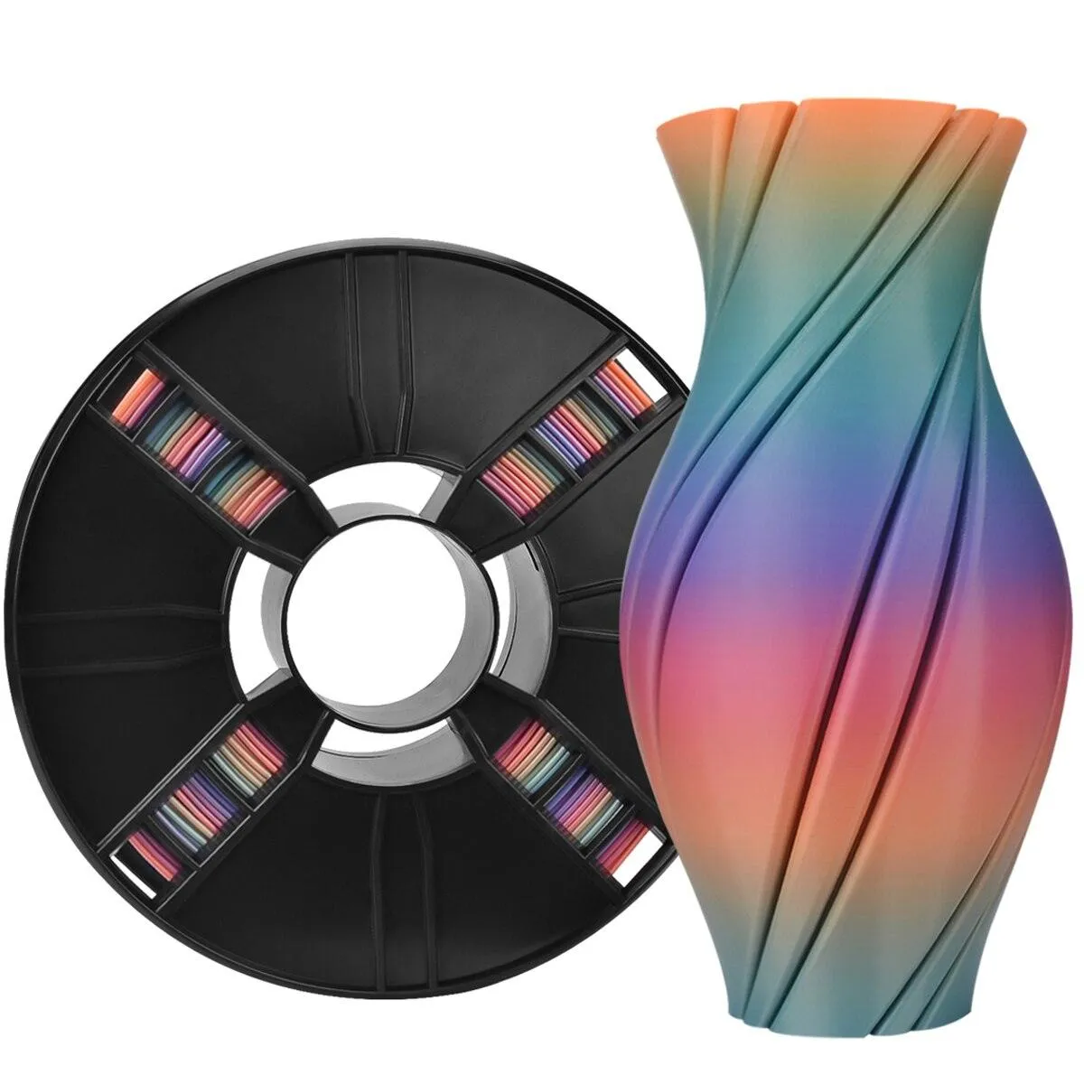 ERYONE Rainbow PLA Filament Multicolor Perfect Spooled 1.75mm 1Kg Classic Rainbow Steampunk Rainbow Metal Silk