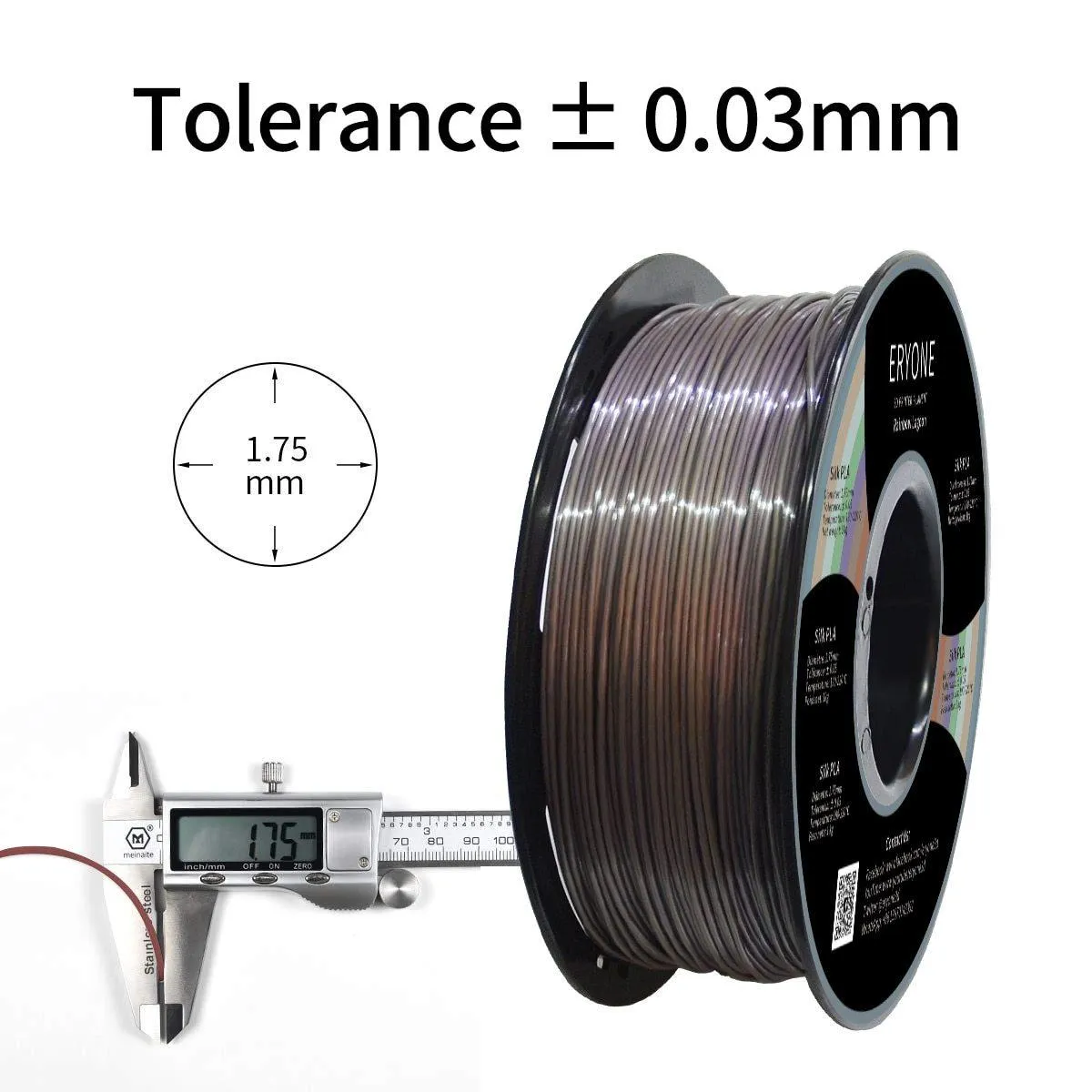 ERYONE Rainbow PLA Filament Multicolor Perfect Spooled 1.75mm 1Kg Classic Rainbow Steampunk Rainbow Metal Silk