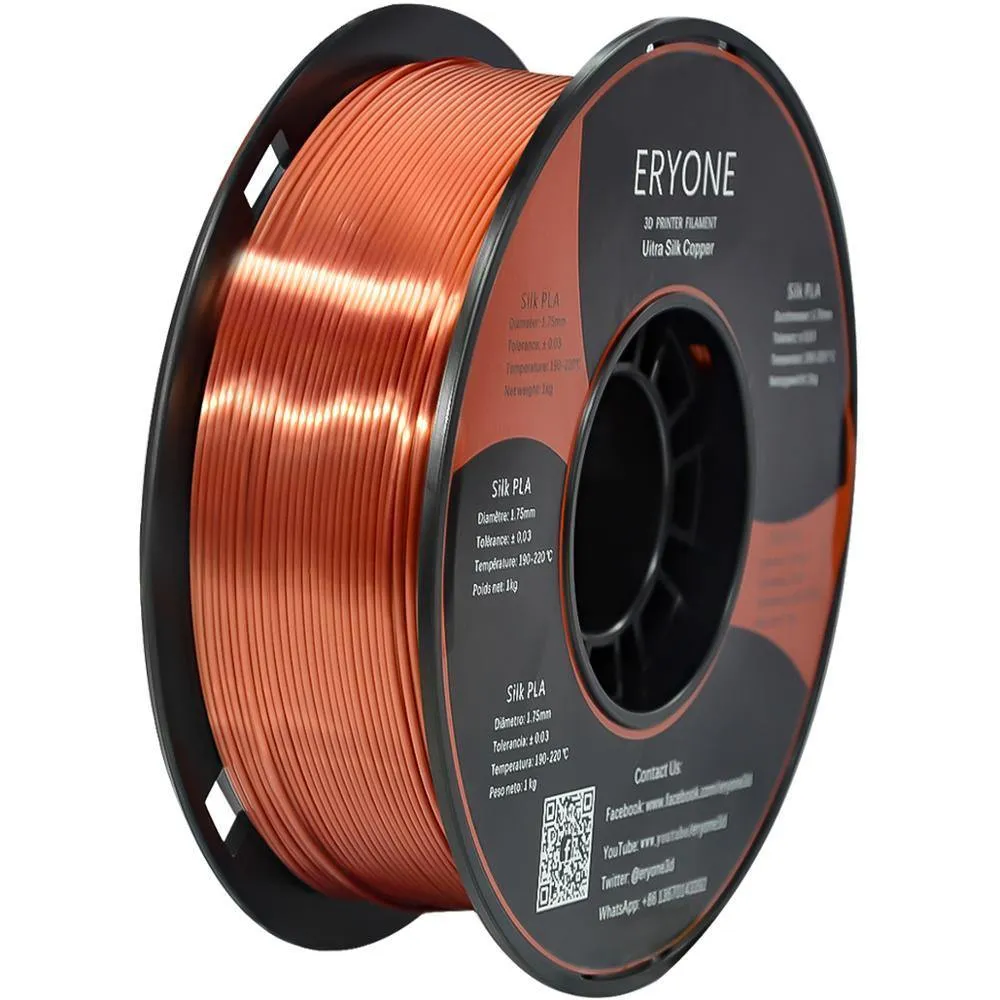 ERYONE Ultra Silk PLA 3D Printer Filament 1.75mm 1kg Strong Colours Super High Gloss Finish