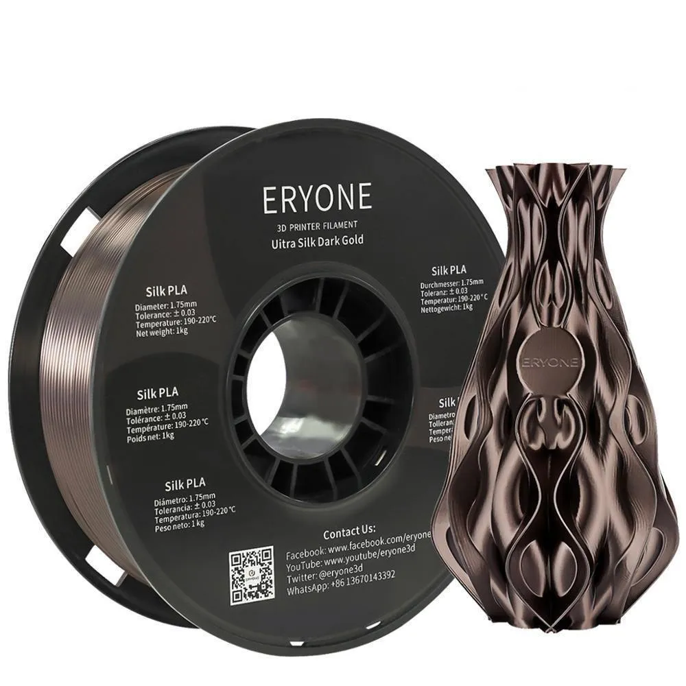 ERYONE Ultra Silk PLA 3D Printer Filament 1.75mm 1kg Strong Colours Super High Gloss Finish