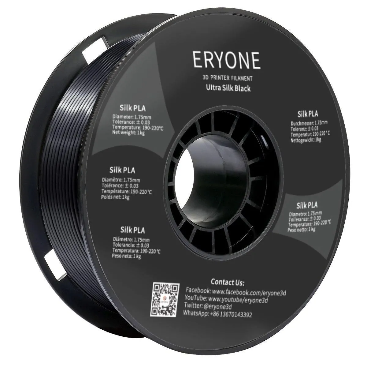 ERYONE Ultra Silk PLA 3D Printer Filament 1.75mm 1kg Strong Colours Super High Gloss Finish