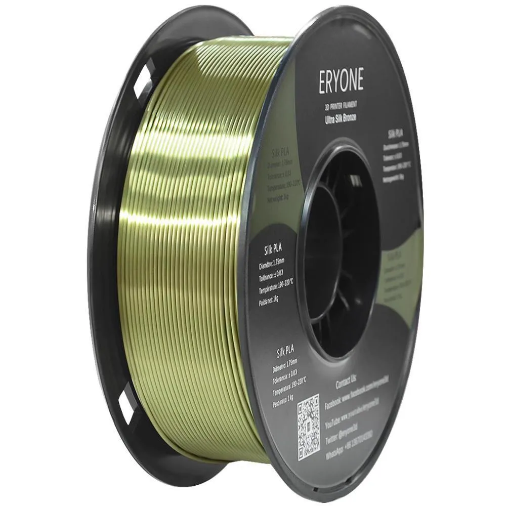 ERYONE Ultra Silk PLA 3D Printer Filament 1.75mm 1kg Strong Colours Super High Gloss Finish
