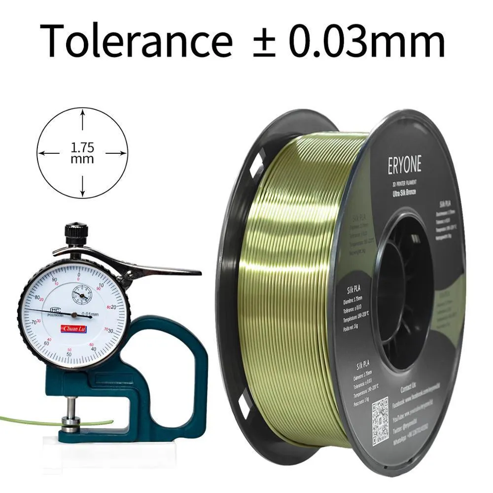 ERYONE Ultra Silk PLA 3D Printer Filament 1.75mm 1kg Strong Colours Super High Gloss Finish
