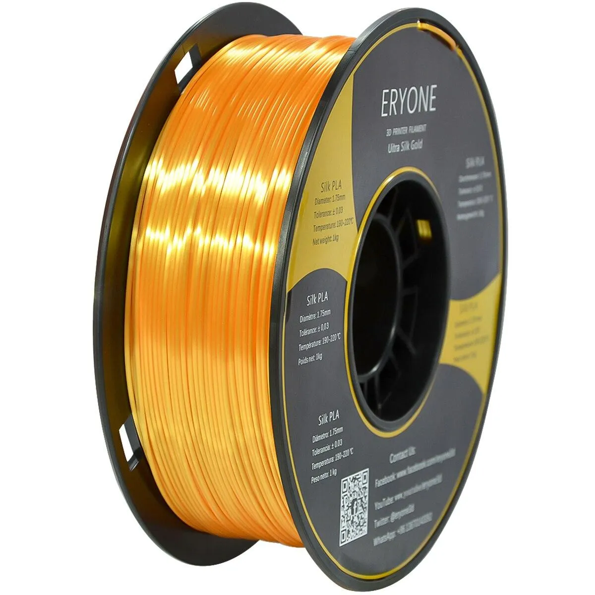 ERYONE Ultra Silk PLA 3D Printer Filament 1.75mm 1kg Strong Colours Super High Gloss Finish