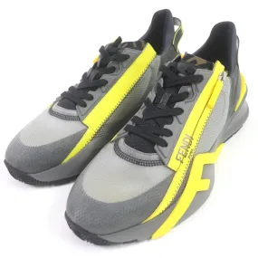Fendi FLOW FF Logo Low Cut Sneakers Gray Yellow