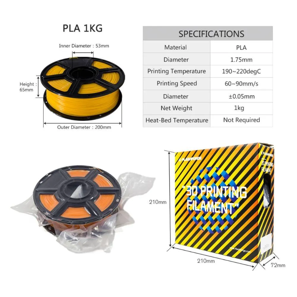 Flashforge PLA 3D Printer Filament: UK Stock 1kg 1.75mm various colours