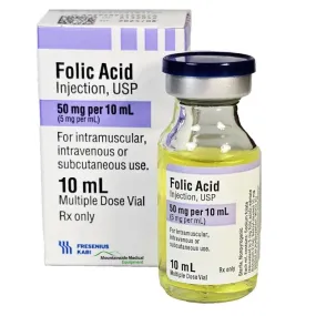 Folic Acid for Injection 50 mg Per 10 mL (5 mg/mL) Multi Dose Vial 10 nL (Rx)