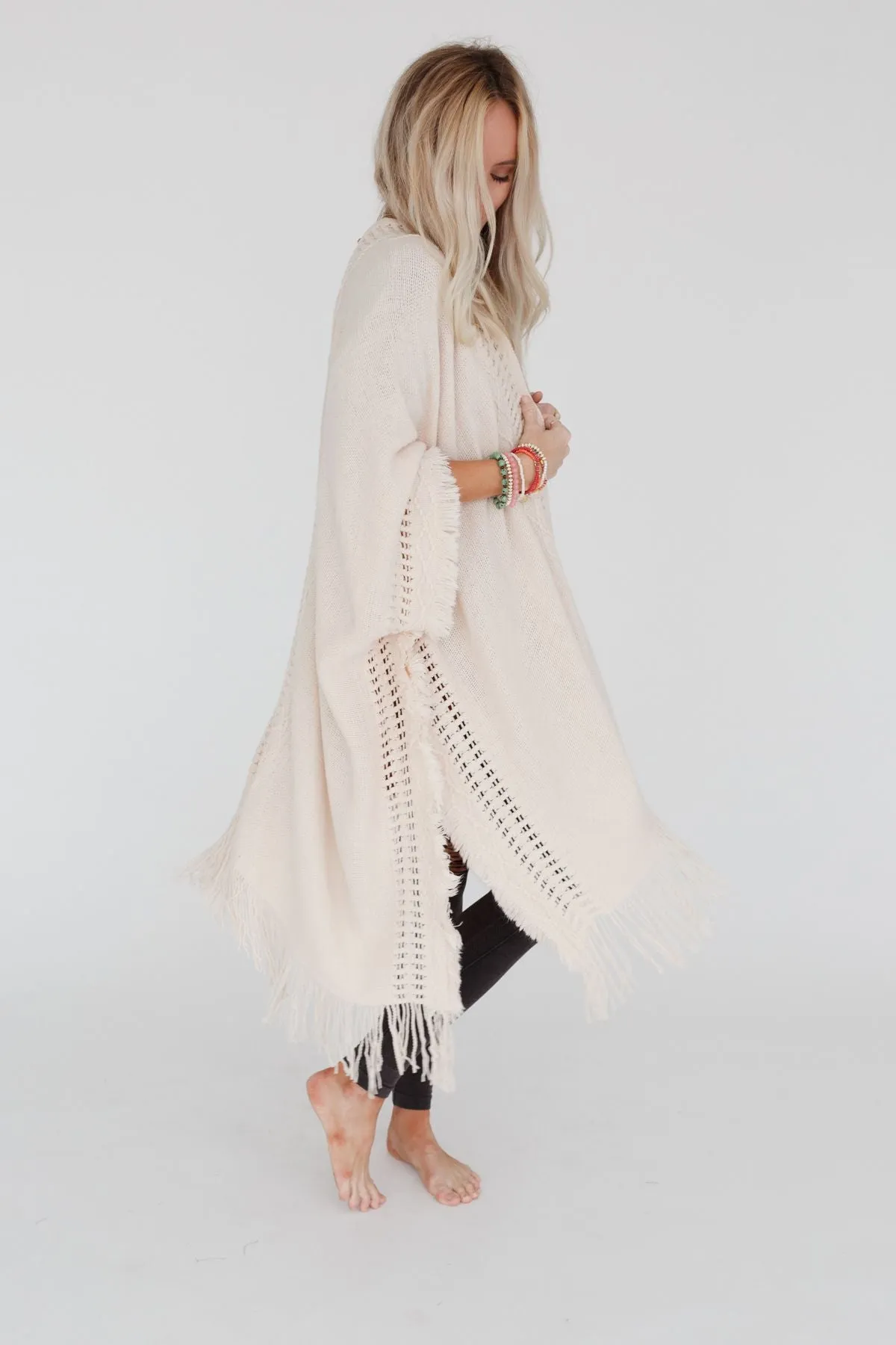 Go With The Flow Ruana - Ivory