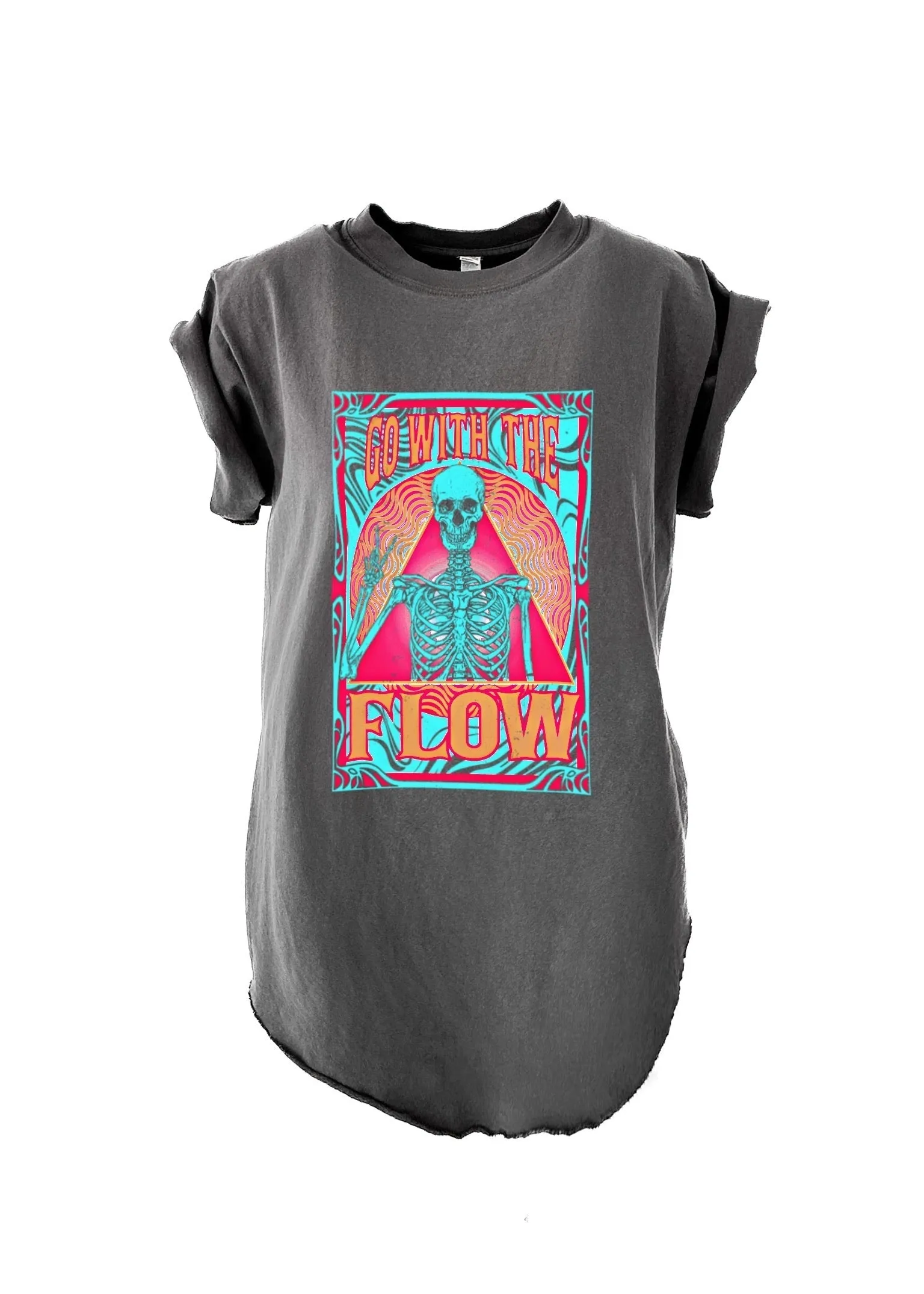 GO WITH THE FLOW (SKELETON) SIDE SLIT TEE