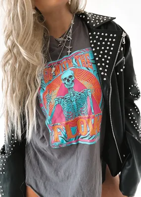 GO WITH THE FLOW (SKELETON) SIDE SLIT TEE