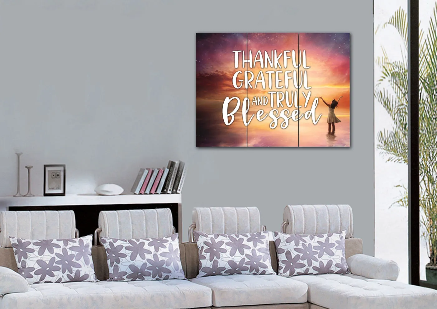 Hands Out Thankful, Grateful & Blessed Wall Art - Christian Canvas Wall Art
