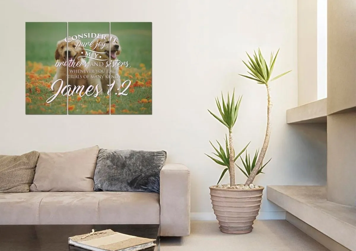 James 12 Consider It Pure Joy Canvas Wall Art Print - Christian Canvas Wall Art