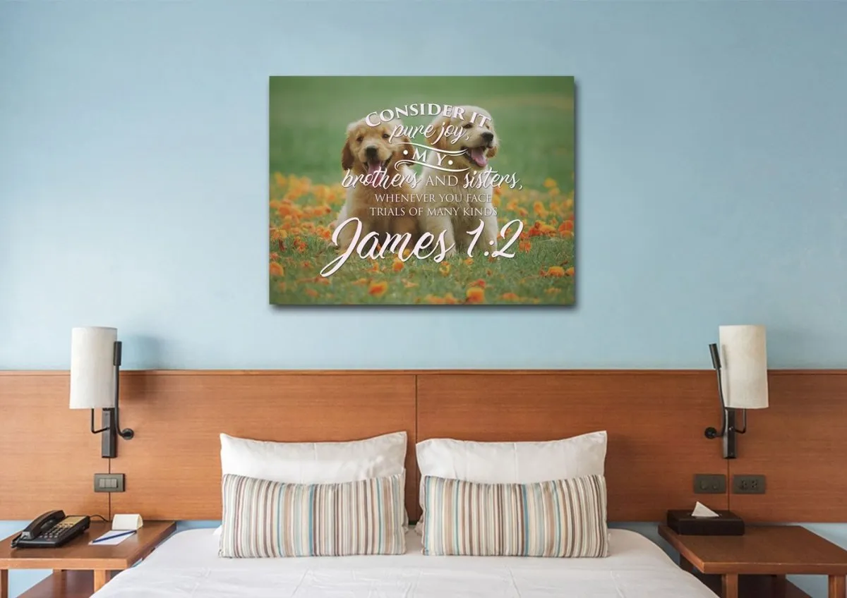 James 12 Consider It Pure Joy Canvas Wall Art Print - Christian Canvas Wall Art